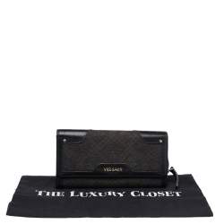 مملوكة مسبقًا Versace Black Monogram Canvas and Leather Wallet on Chain