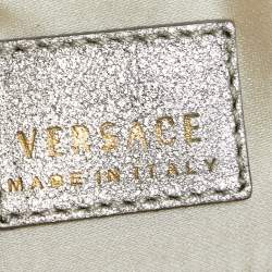 Pre Owned Versace Metallic Gold Leather Kiss Lock Chain Pochette