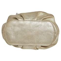 Pre Owned Versace Metallic Gold Leather Kiss Lock Chain Pochette