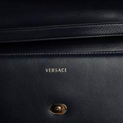 Versace Navy Blue/Orange Leather And Suede DV One Top Handle Bag
