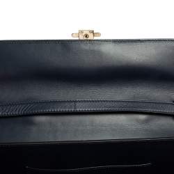 Versace Navy Blue/Orange Leather And Suede DV One Top Handle Bag