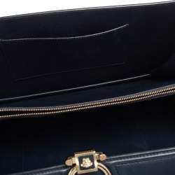 Versace Navy Blue/Orange Leather And Suede DV One Top Handle Bag