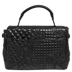 مملوكة مسبقًا حقيبة فيرساتشي التيا جلد باروكو أسود يد علوية