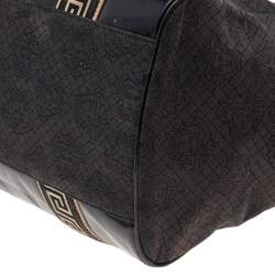 Pre Owned Versace Black Canvas And Patent Leather Tote