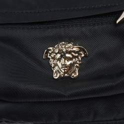 Pre Owned Versace Black Nylon and Leather Trim Mini Medusa Backpack