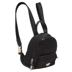 Pre Owned Versace Black Nylon and Leather Trim Mini Medusa Backpack