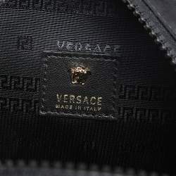 Pre Owned Versace Black Nylon and Leather Trim Mini Medusa Backpack