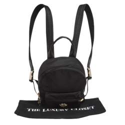 Pre Owned Versace Black Nylon and Leather Trim Mini Medusa Backpack
