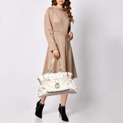 Pre Owned حقيبة كتف فيرساتشي جلد وكانفاس مميز ذهبي ميتالك