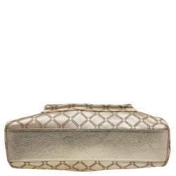 Pre Owned حقيبة كتف فيرساتشي جلد وكانفاس مميز ذهبي ميتالك