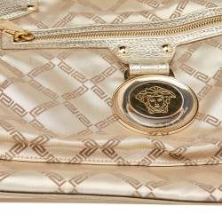 Pre Owned حقيبة كتف فيرساتشي جلد وكانفاس مميز ذهبي ميتالك