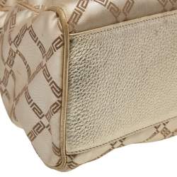 Pre Owned حقيبة كتف فيرساتشي جلد وكانفاس مميز ذهبي ميتالك