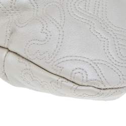 Pre Owned Versace Pearl Beige Leather Medusa Clutch