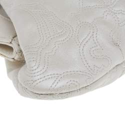 Pre Owned Versace Pearl Beige Leather Medusa Clutch