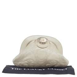 Pre Owned Versace Pearl Beige Leather Medusa Clutch