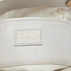 Pre Owned Versace Pearl Beige Leather Medusa Clutch