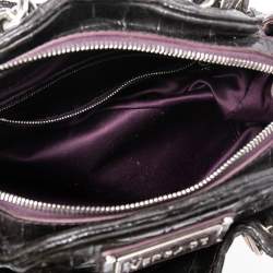 Pre Owned حقيبة ساتشل فيرساتشي سلسلة جلد نقش تمساح جلد لامع عنابي