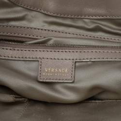 Pre Owned Versace Beige Perforated Leather Tassel Shoulder Bag