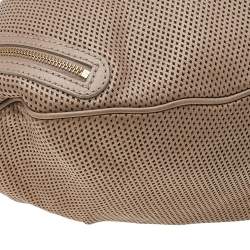 Pre Owned Versace Beige Perforated Leather Tassel Shoulder Bag