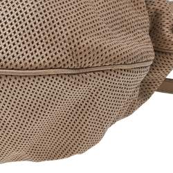 Pre Owned Versace Beige Perforated Leather Tassel Shoulder Bag
