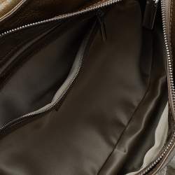 Pre Owned Versace Metallic Gold/Cream Signature Canvas And Leather Shoulder Bag