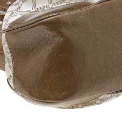 Pre Owned Versace Metallic Gold/Cream Signature Canvas And Leather Shoulder Bag