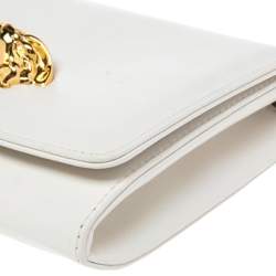 Pre Owned Versace White Leather Medusa Chain Clutch