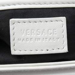 Pre Owned Versace White Leather Medusa Chain Clutch
