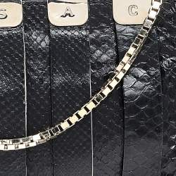 Versace Black Snakeskin Leather Shoulder Bag