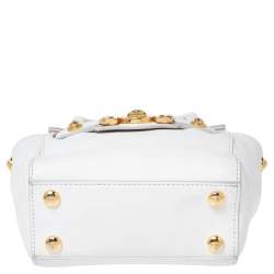 Versace White Leather Mini Signature Top Handle Bag