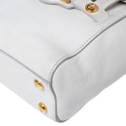 Versace White Leather Mini Signature Top Handle Bag