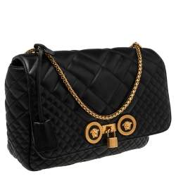 Pre Owned Versace Black Quilted Leather Icon Shoulder Bag