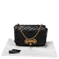 Pre Owned Versace Black Quilted Leather Icon Shoulder Bag