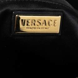 Pre Owned Versace Black Fabric and Leather Trim Snap Out Of It Satchel