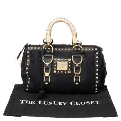 Pre Owned Versace Black Fabric and Leather Trim Snap Out Of It Satchel