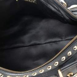 Pre Owned Versace Black Fabric and Leather Trim Snap Out Of It Satchel