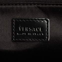 Pre Owned حقيبة ساتشل فيرساتشي إطار مرصع جلد ثعبان وجلد أسود