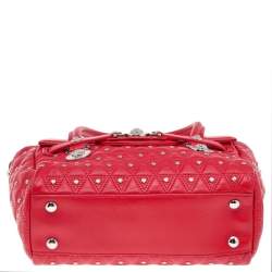 Pre Owned Versace Red Leather Small Medusa Medallion Tote