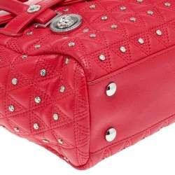 Pre Owned Versace Red Leather Small Medusa Medallion Tote