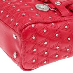 Pre Owned Versace Red Leather Small Medusa Medallion Tote