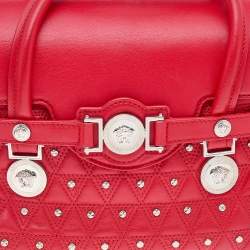 Pre Owned Versace Red Leather Small Medusa Medallion Tote