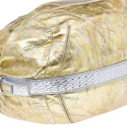 Pre Owned Versace Gold/Silver Leather Satchel