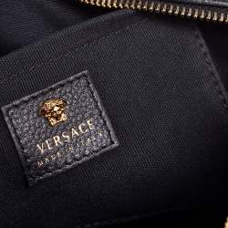 Pre Owned Versace Black Leather Medusa Crossbody Bag 
