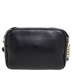 Pre Owned Versace Black Leather Medusa Crossbody Bag 