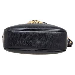 Pre Owned Versace Black Leather Medusa Crossbody Bag 