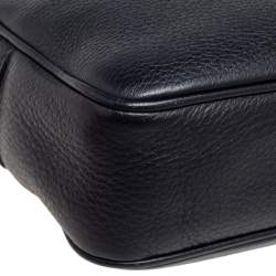Pre Owned Versace Black Leather Medusa Crossbody Bag 