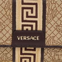 Pre Owned Versace Beige/Brown Medusa Canvas And Leather Continental Wallet