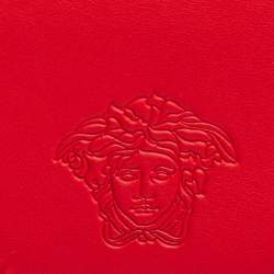 Pre Owned Versace Red Leather Flap Wallet On Chain 