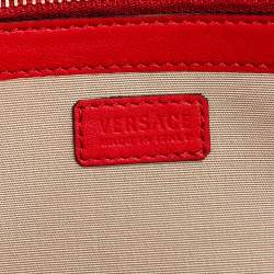 Pre Owned Versace Red Leather Flap Wallet On Chain 