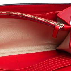 Pre Owned Versace Red Leather Flap Wallet On Chain 